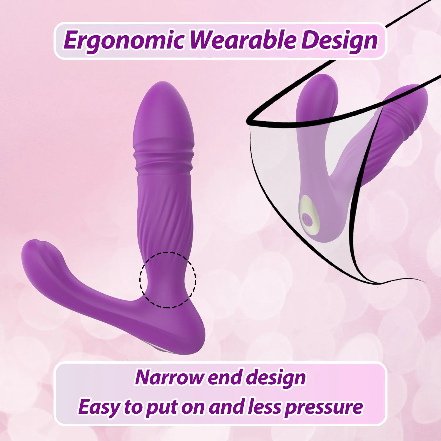 Remote Control Wearable Vibrator with Thrusting Functionality, Clitoral and G-Spot Stimulator Featuring 10 Vibrating and Telescopic Modes, Ideal for Couples' Intimacy and Pleasure