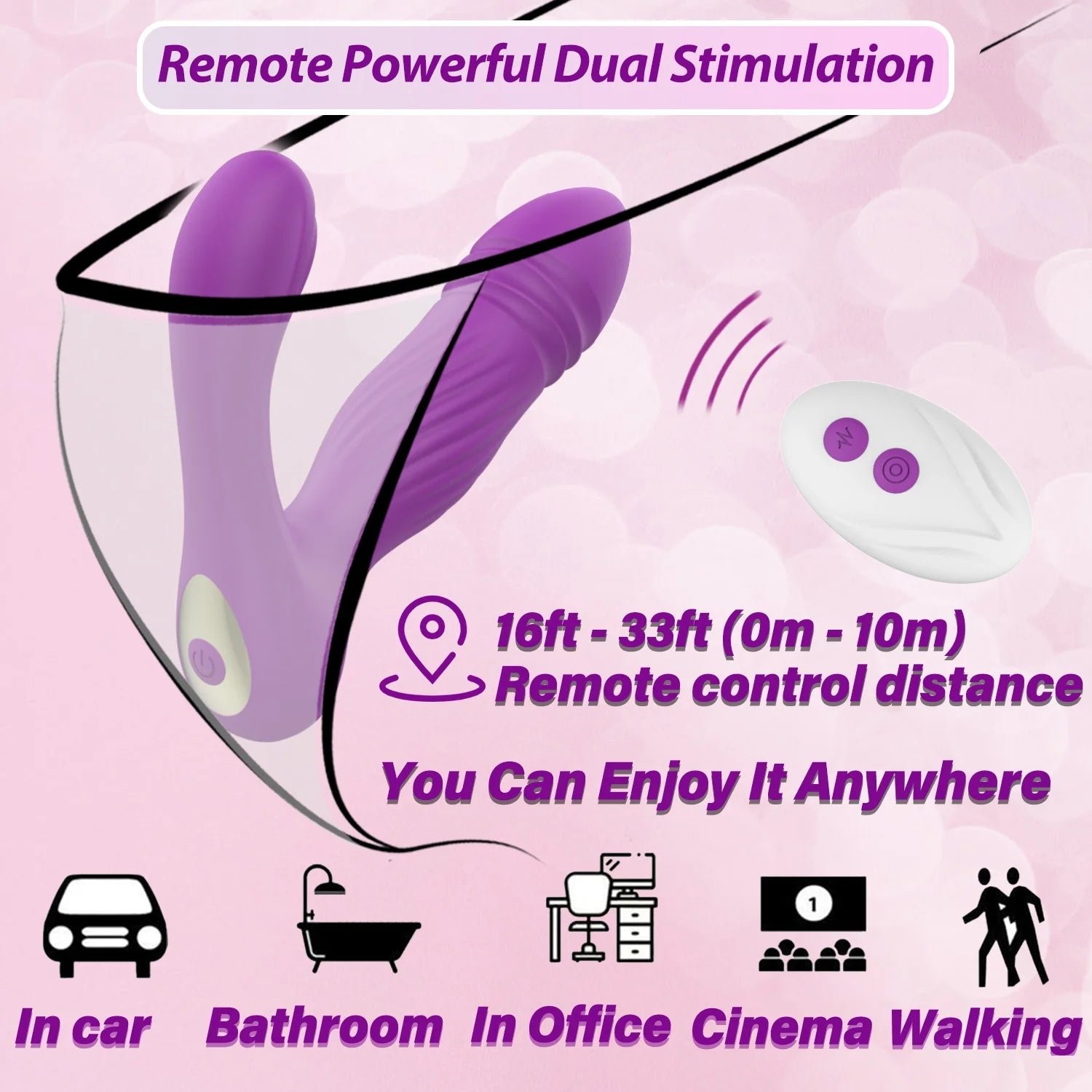 Remote Control Wearable Vibrator with Thrusting Functionality, Clitoral and G-Spot Stimulator Featuring 10 Vibrating and Telescopic Modes, Ideal for Couples' Intimacy and Pleasure