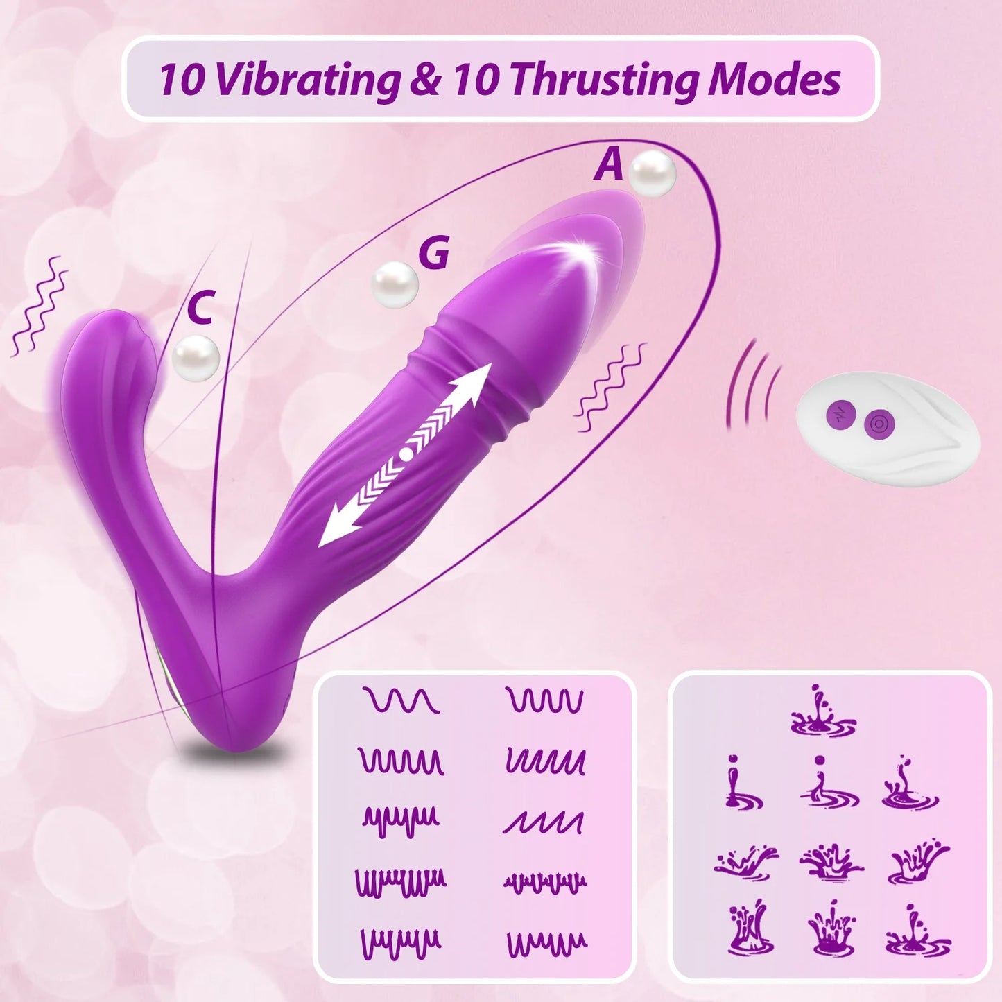 Remote Control Wearable Vibrator with Thrusting Functionality, Clitoral and G-Spot Stimulator Featuring 10 Vibrating and Telescopic Modes, Ideal for Couples' Intimacy and Pleasure